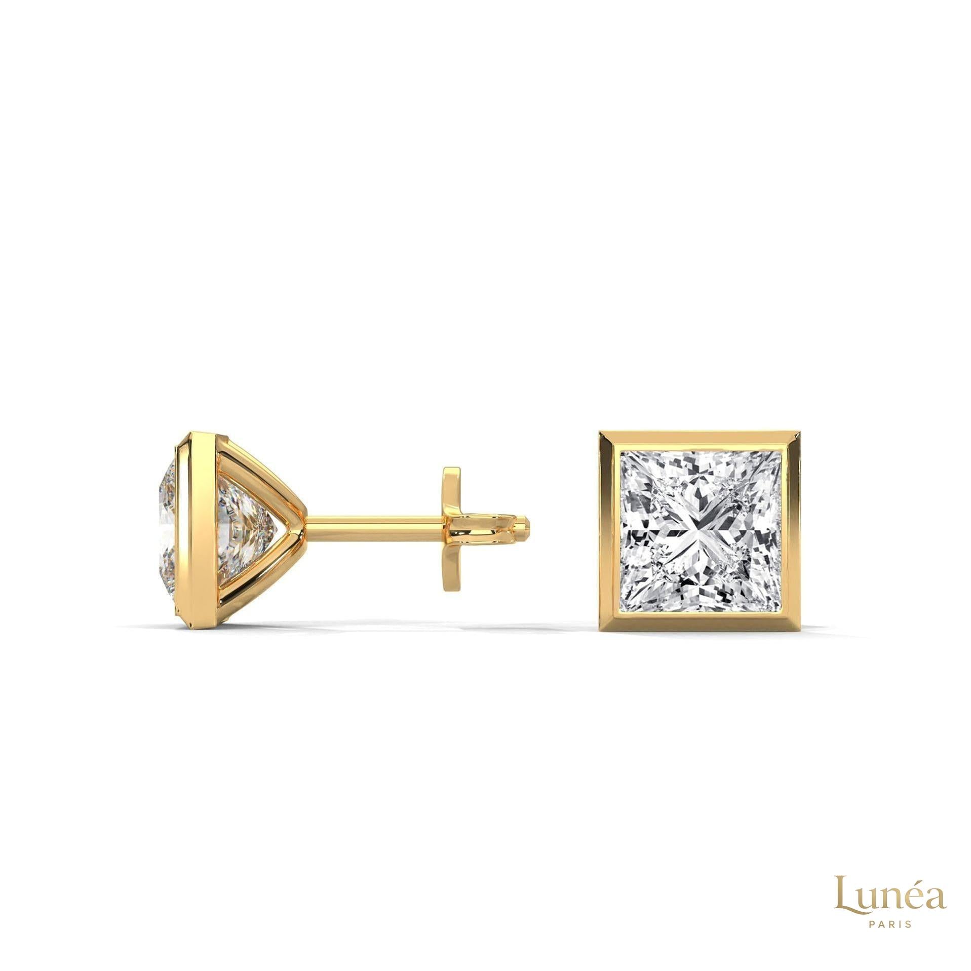 1 CT. Princess-Cut Bezel Diamond Studs
