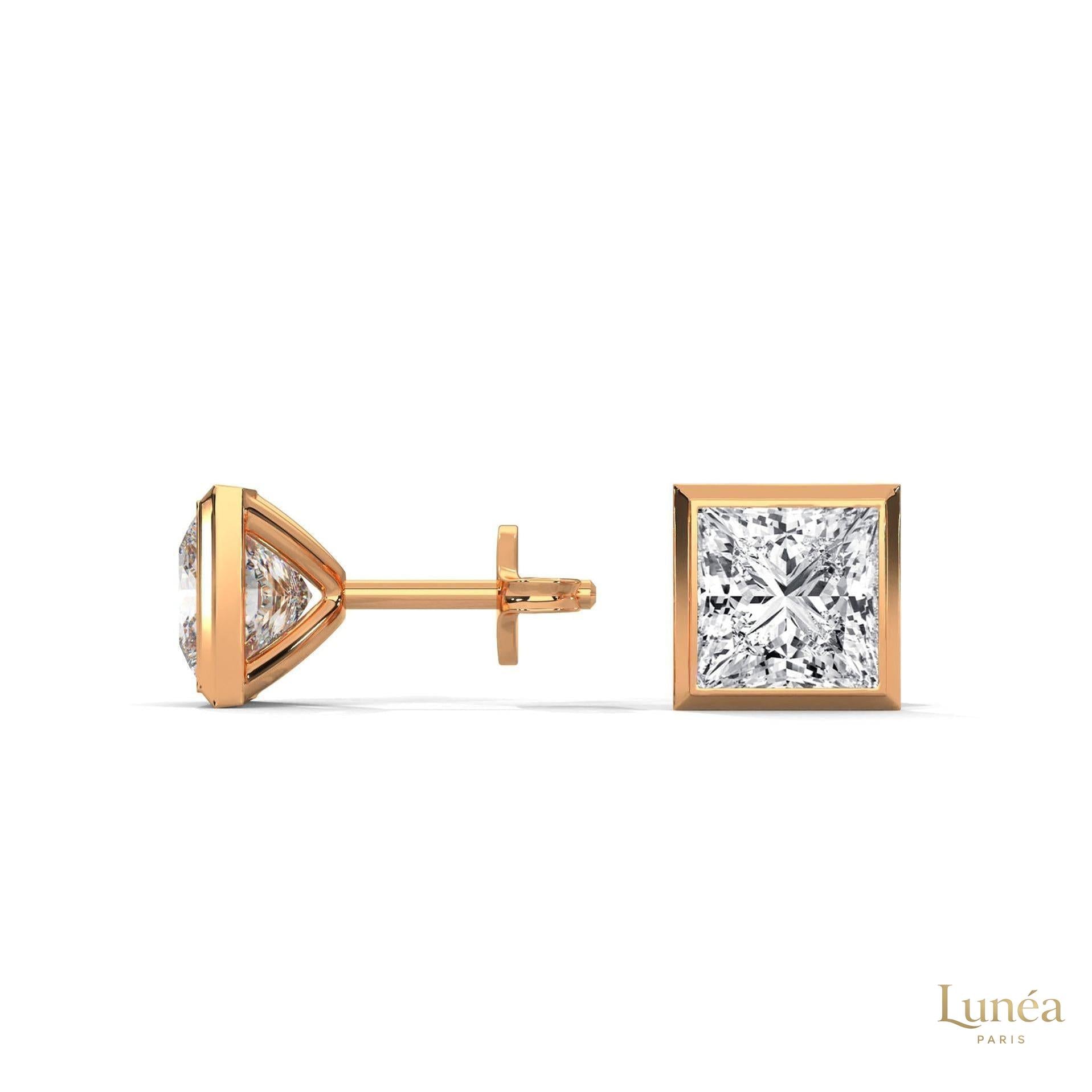 1 CT. Princess-Cut Bezel Diamond Studs