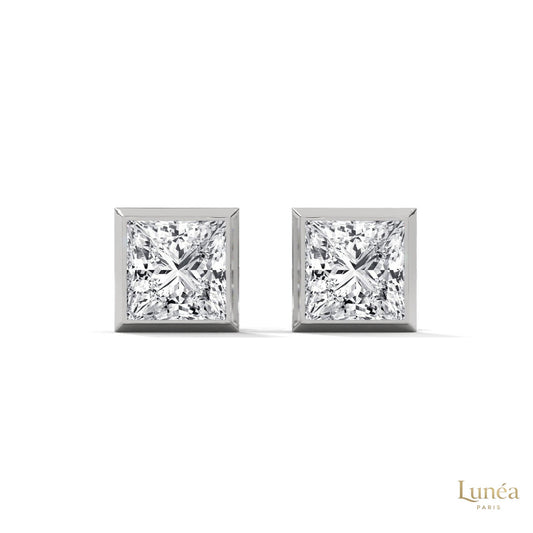 1 CT. Princess-Cut Bezel Diamond Studs