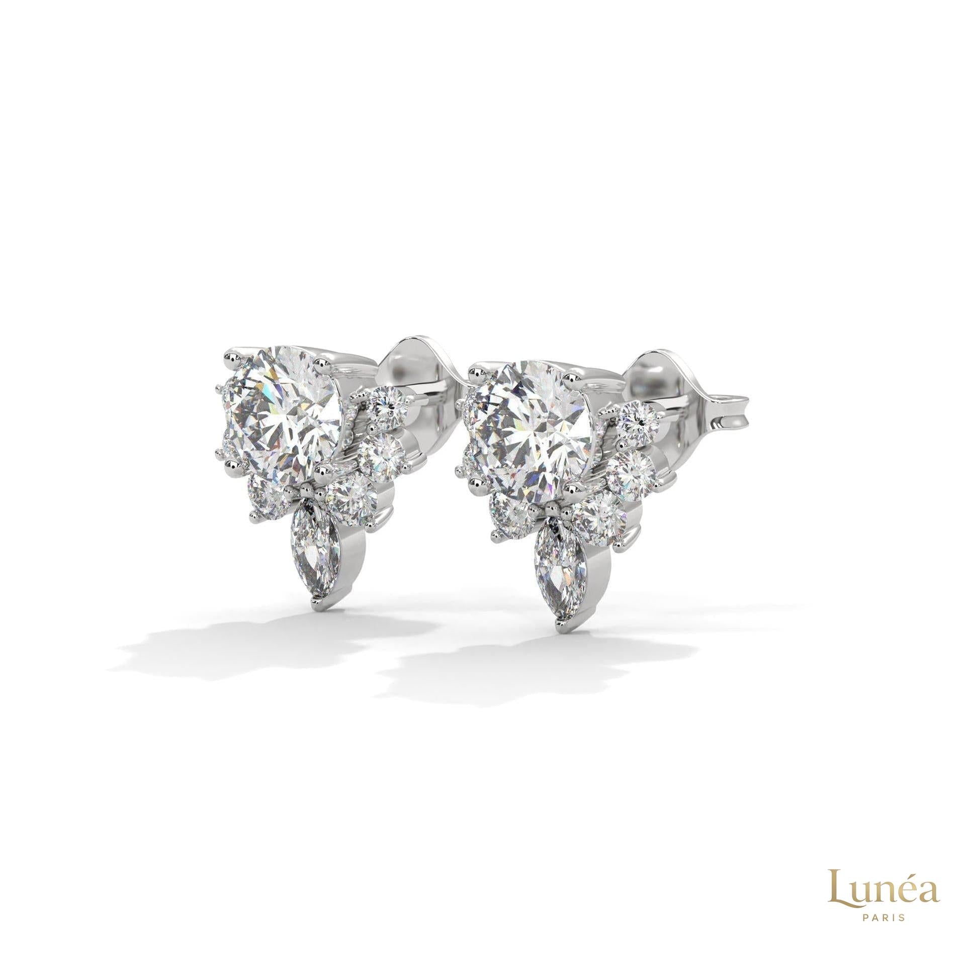 1 CT. Round & Marquise Diamond Studs