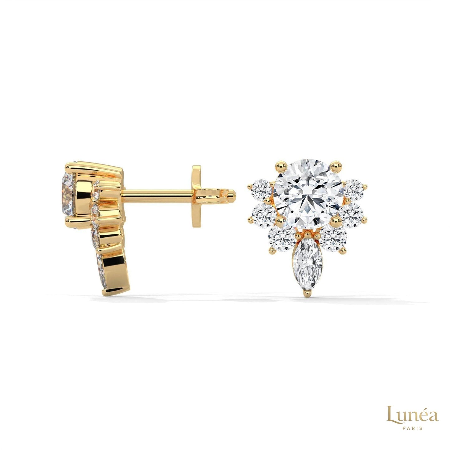 1 CT. Round & Marquise Diamond Studs