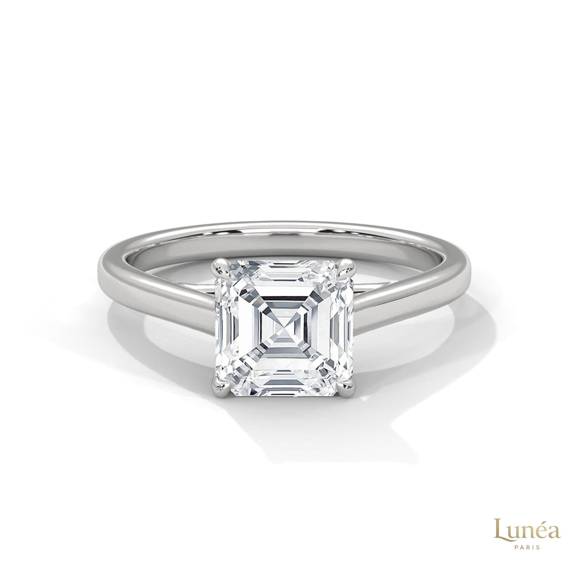 1 Ct. Asscher-Cut Solitaire lab Diamond Ring