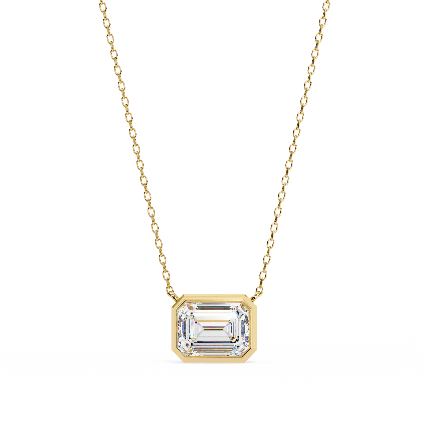 1.90 CT Emerald-Cut Lab-Grown Diamond Bezel Pendant Necklace in 14K Gold & Platinum