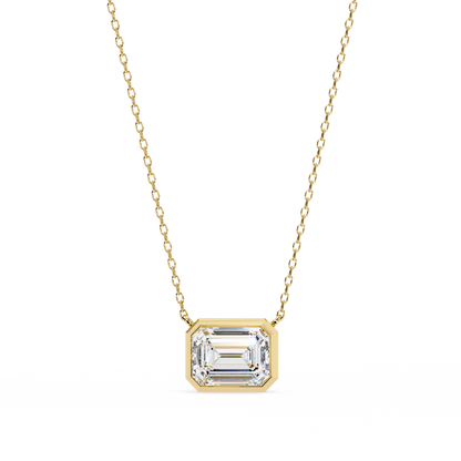 1.90 CT Emerald-Cut Lab-Grown Diamond Bezel Pendant Necklace in 14K Gold & Platinum