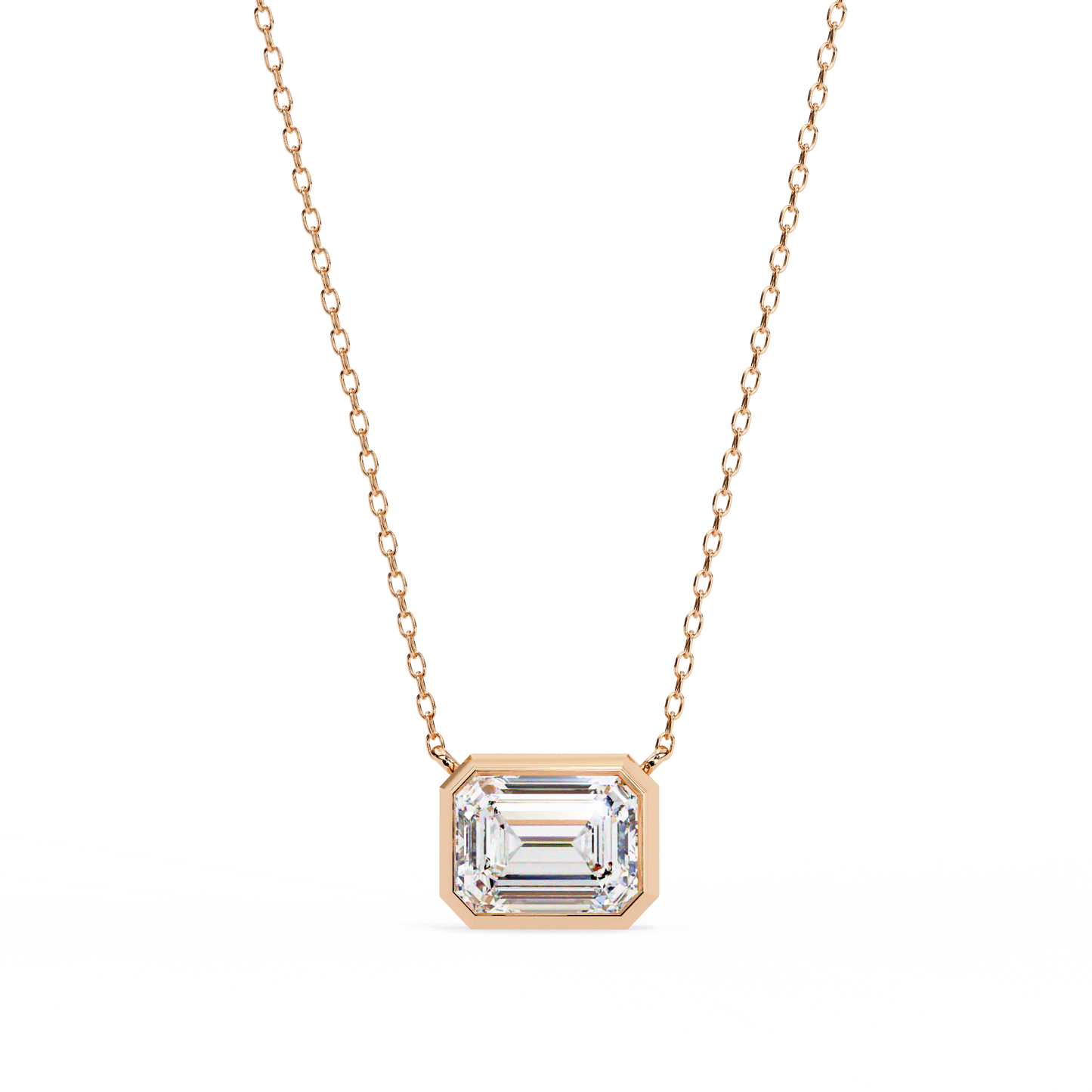 1.90 CT Emerald-Cut Lab-Grown Diamond Bezel Pendant Necklace in 14K Gold & Platinum