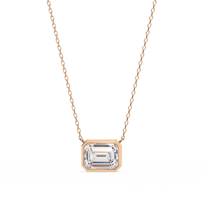 1.90 CT Emerald-Cut Lab-Grown Diamond Bezel Pendant Necklace in 14K Gold & Platinum