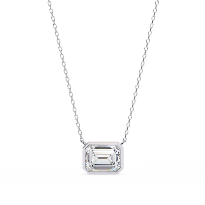 1.90 CT Emerald-Cut Lab-Grown Diamond Bezel Pendant Necklace in 14K Gold & Platinum