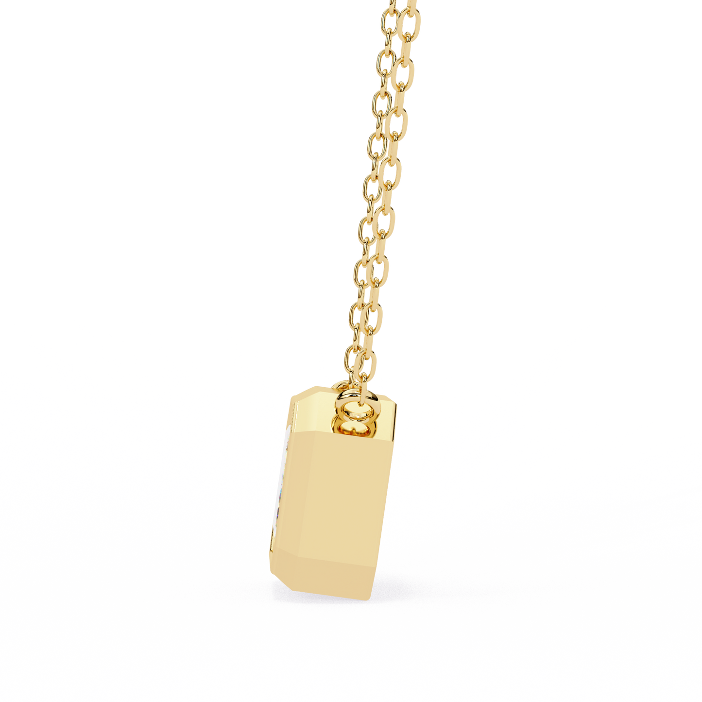 1.90 CT Emerald-Cut Lab-Grown Diamond Bezel Pendant Necklace in 14K Gold & Platinum