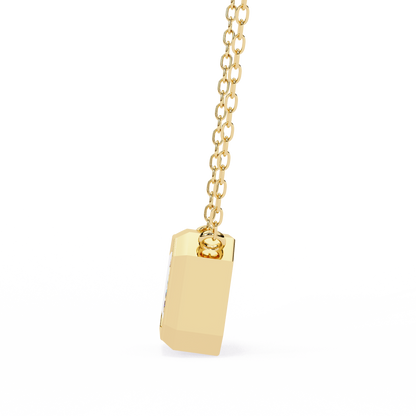 1.90 CT Emerald-Cut Lab-Grown Diamond Bezel Pendant Necklace in 14K Gold & Platinum