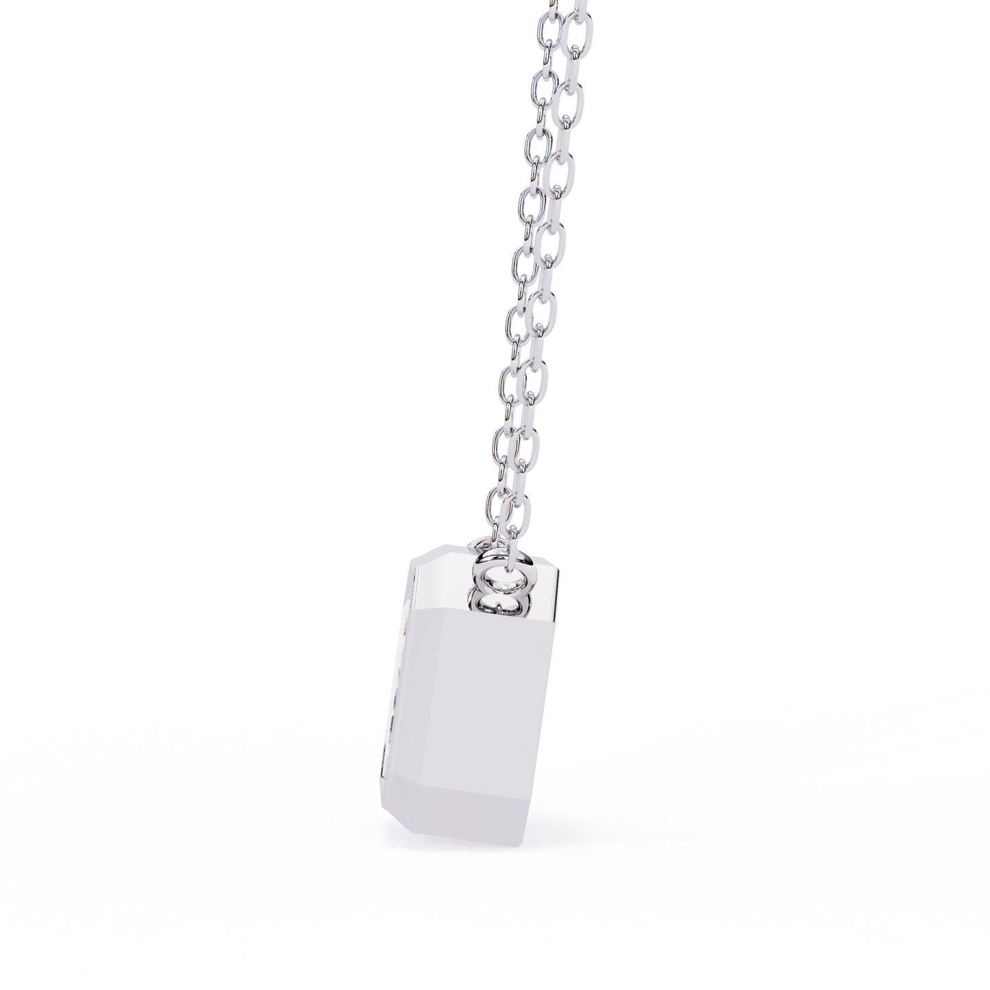 1.90 CT Emerald-Cut Lab-Grown Diamond Bezel Pendant Necklace in 14K Gold & Platinum
