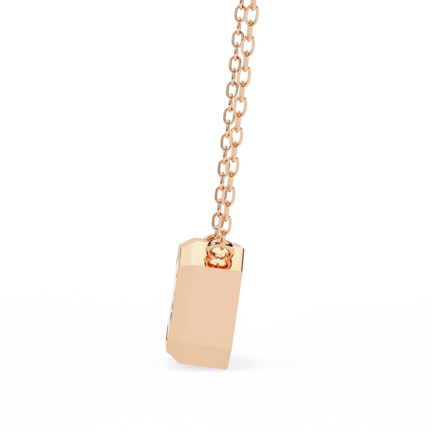 1.90 CT Emerald-Cut Lab-Grown Diamond Bezel Pendant Necklace in 14K Gold & Platinum
