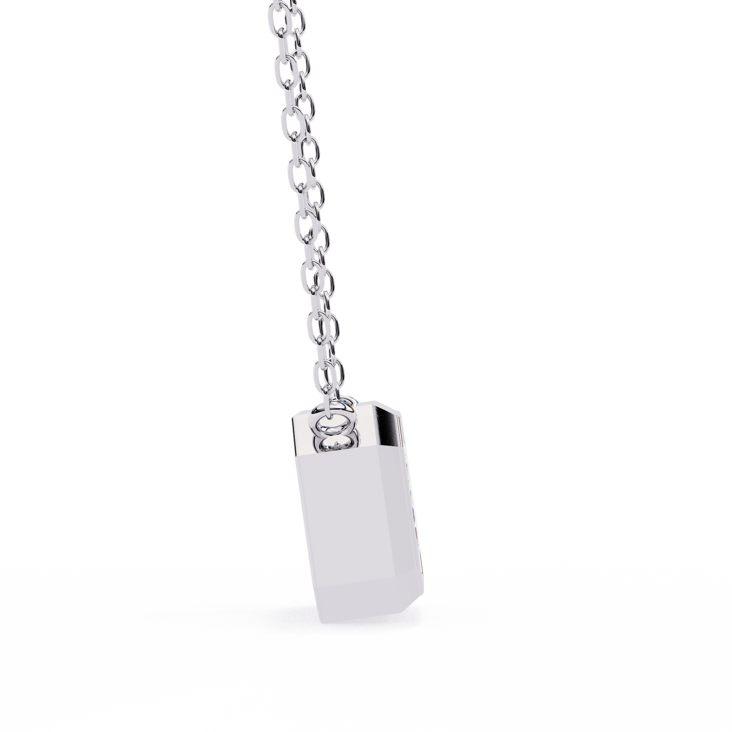 1.90 CT Emerald-Cut Lab-Grown Diamond Bezel Pendant Necklace in 14K Gold & Platinum