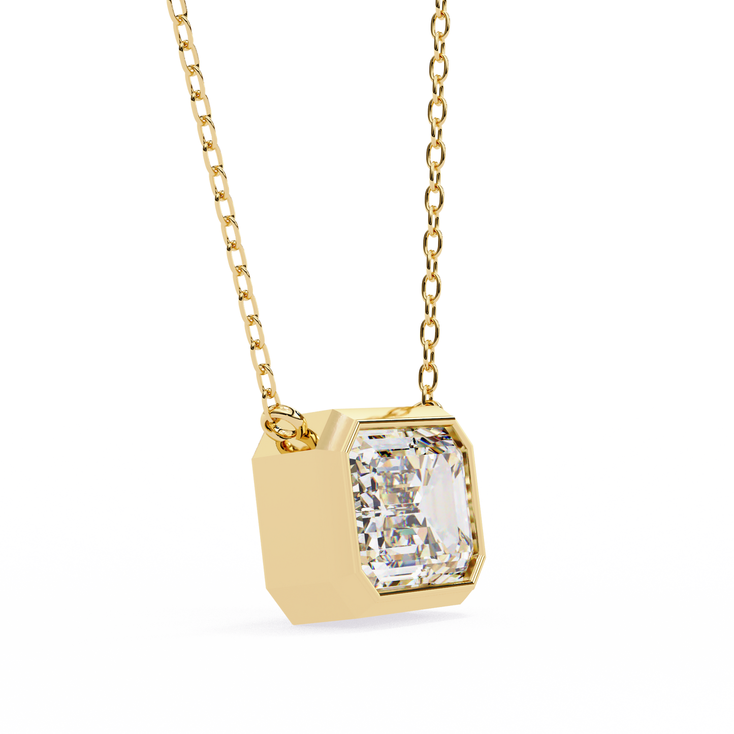 1.90 CT Emerald-Cut Lab-Grown Diamond Bezel Pendant Necklace in 14K Gold & Platinum