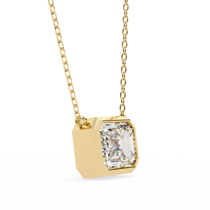 1.90 CT Emerald-Cut Lab-Grown Diamond Bezel Pendant Necklace in 14K Gold & Platinum