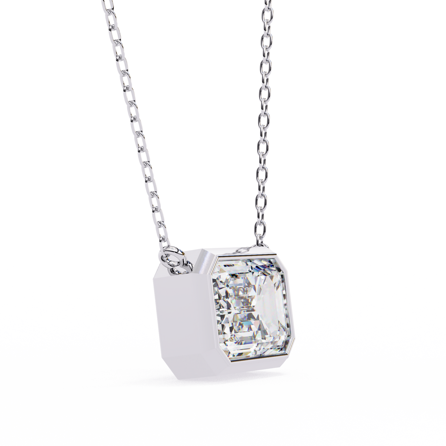 1.90 CT Emerald-Cut Lab-Grown Diamond Bezel Pendant Necklace in 14K Gold & Platinum