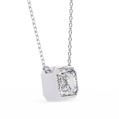 1.90 CT Emerald-Cut Lab-Grown Diamond Bezel Pendant Necklace in 14K Gold & Platinum