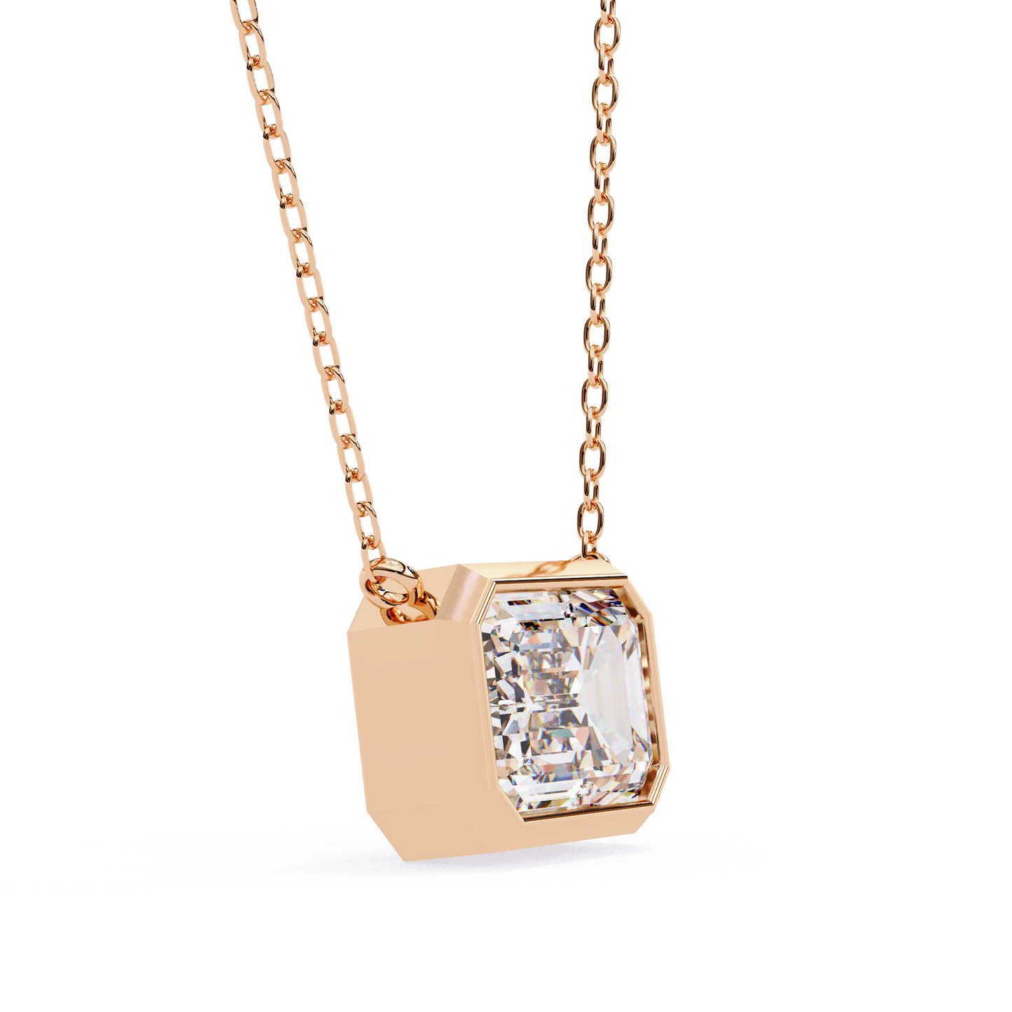 1.90 CT Emerald-Cut Lab-Grown Diamond Bezel Pendant Necklace in 14K Gold & Platinum