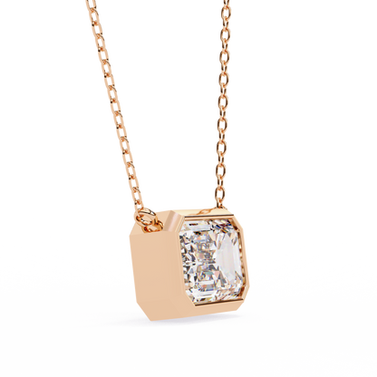 1.90 CT Emerald-Cut Lab-Grown Diamond Bezel Pendant Necklace in 14K Gold & Platinum