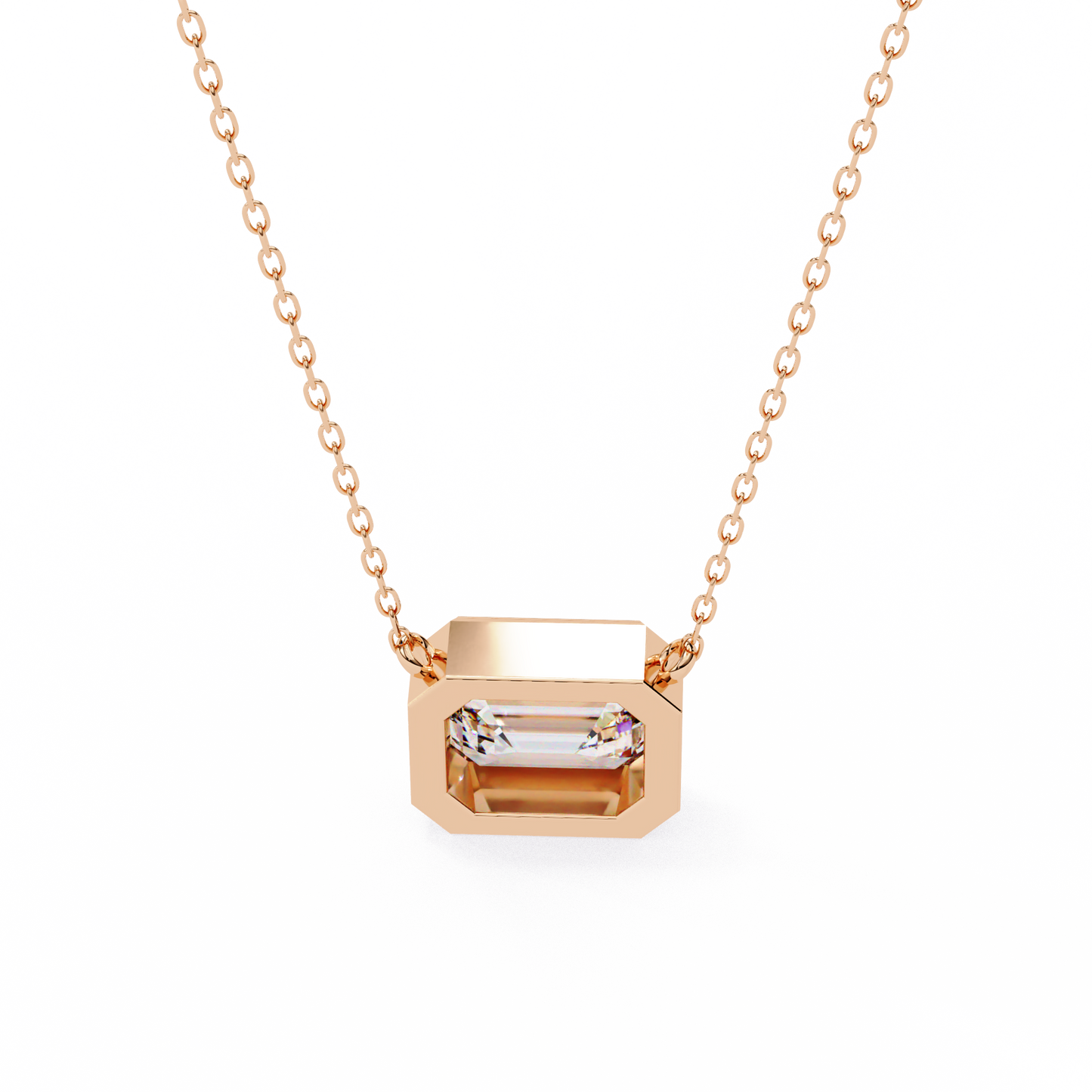 1.90 CT Emerald-Cut Lab-Grown Diamond Bezel Pendant Necklace in 14K Gold & Platinum