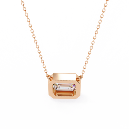 1.90 CT Emerald-Cut Lab-Grown Diamond Bezel Pendant Necklace in 14K Gold & Platinum