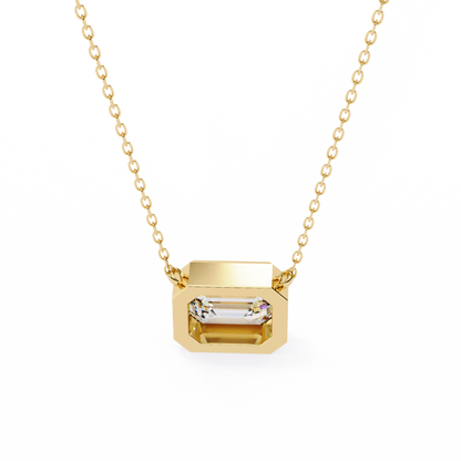 1.90 CT Emerald-Cut Lab-Grown Diamond Bezel Pendant Necklace in 14K Gold & Platinum