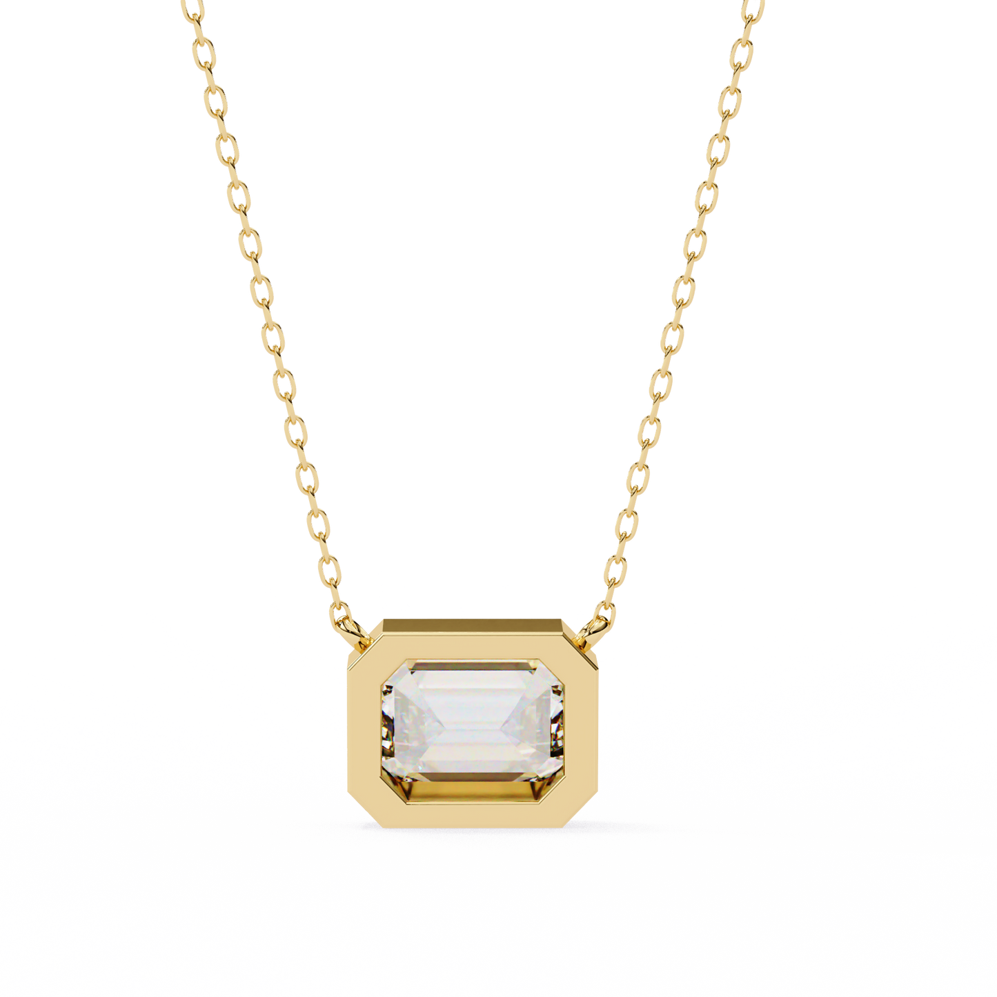 1.90 CT Emerald-Cut Lab-Grown Diamond Bezel Pendant Necklace in 14K Gold & Platinum