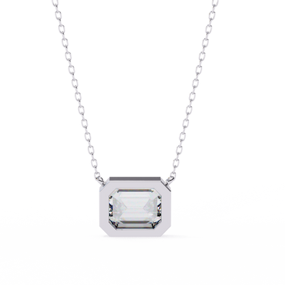 1.90 CT Emerald-Cut Lab-Grown Diamond Bezel Pendant Necklace in 14K Gold & Platinum