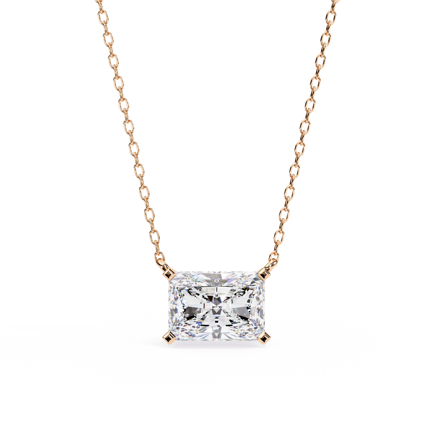 2.00 CT Radiant-Cut Lab-Grown Diamond Solitaire Pendant Necklace in 14K Gold & Platinum