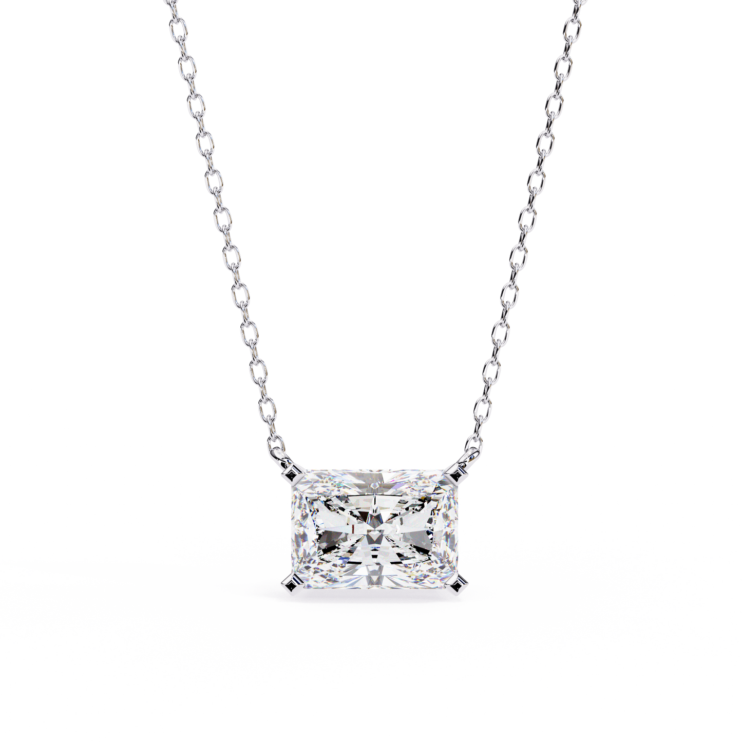 2.00 CT Radiant-Cut Lab-Grown Diamond Solitaire Pendant Necklace in 14K Gold & Platinum