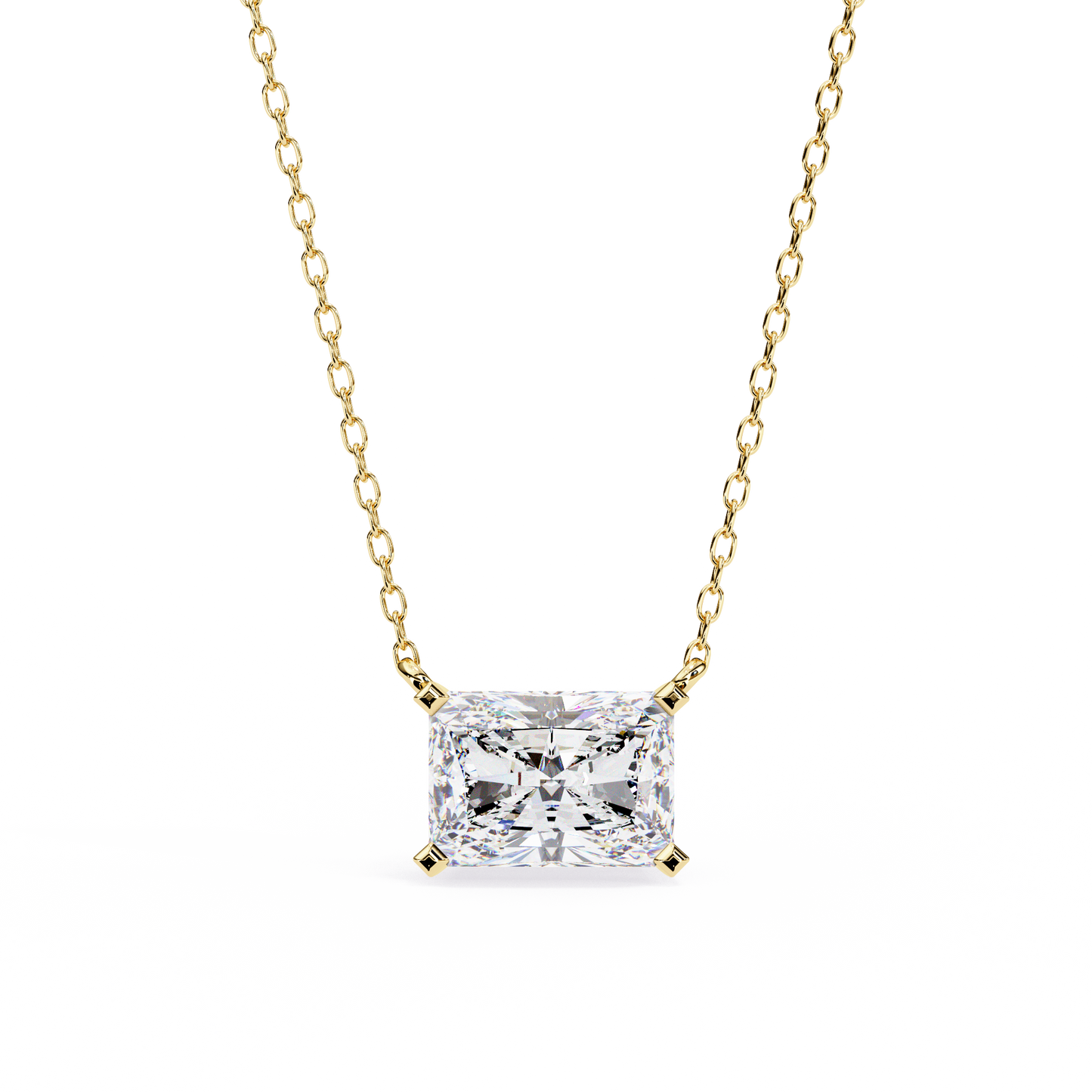 2.00 CT Radiant-Cut Lab-Grown Diamond Solitaire Pendant Necklace in 14K Gold & Platinum