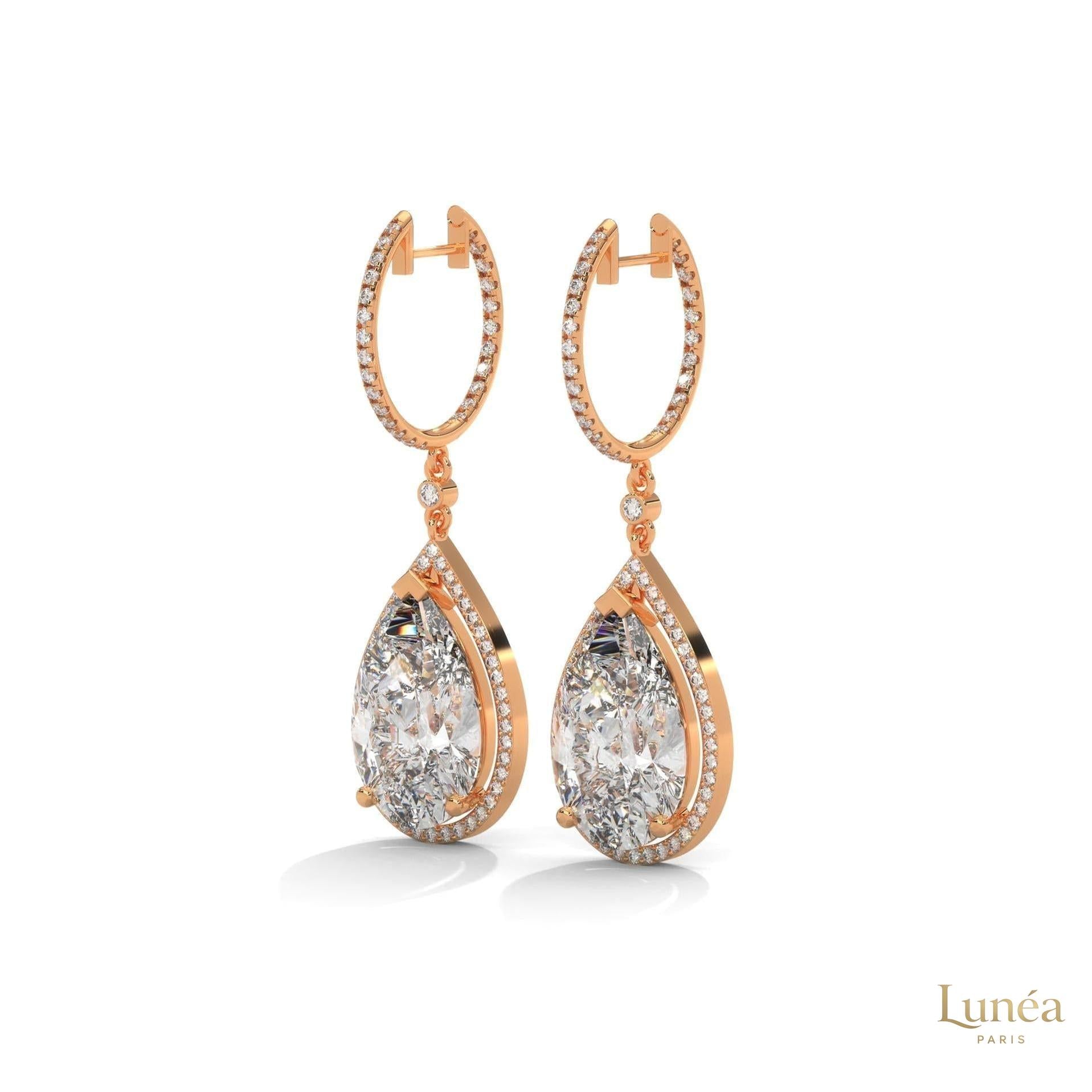 10.0 CT. Pear Halo Diamond Drop Earrings