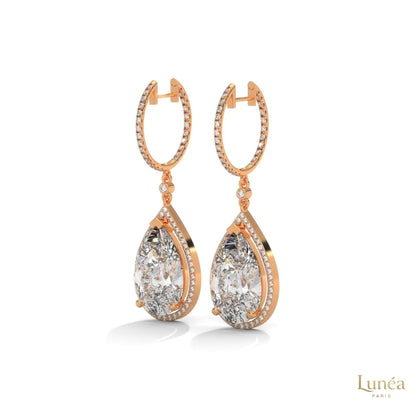 10.0 CT. Pear Halo Diamond Drop Earrings