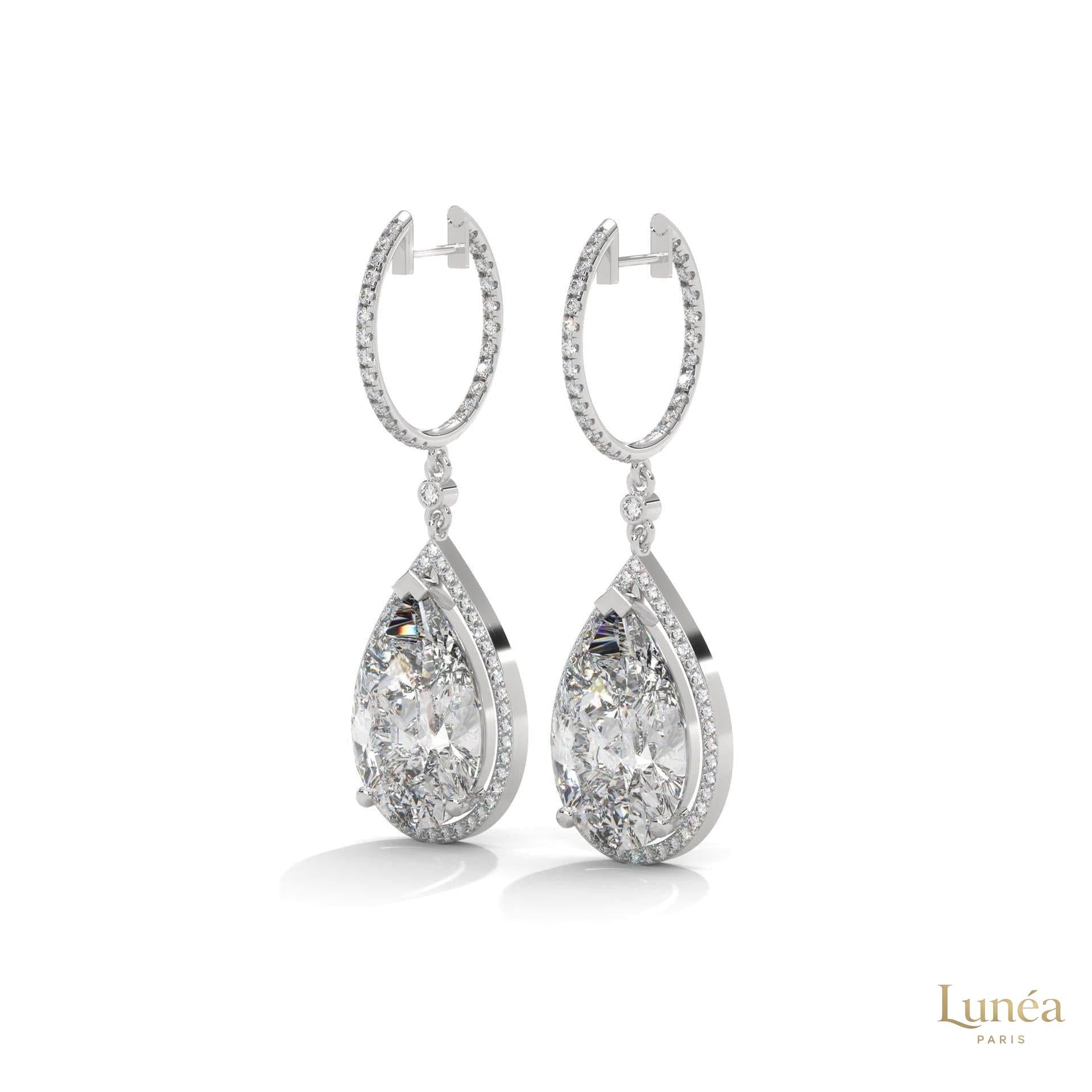 10.0 CT. Pear Halo Diamond Drop Earrings