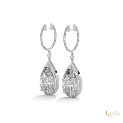 10.0 CT. Pear Halo Diamond Drop Earrings