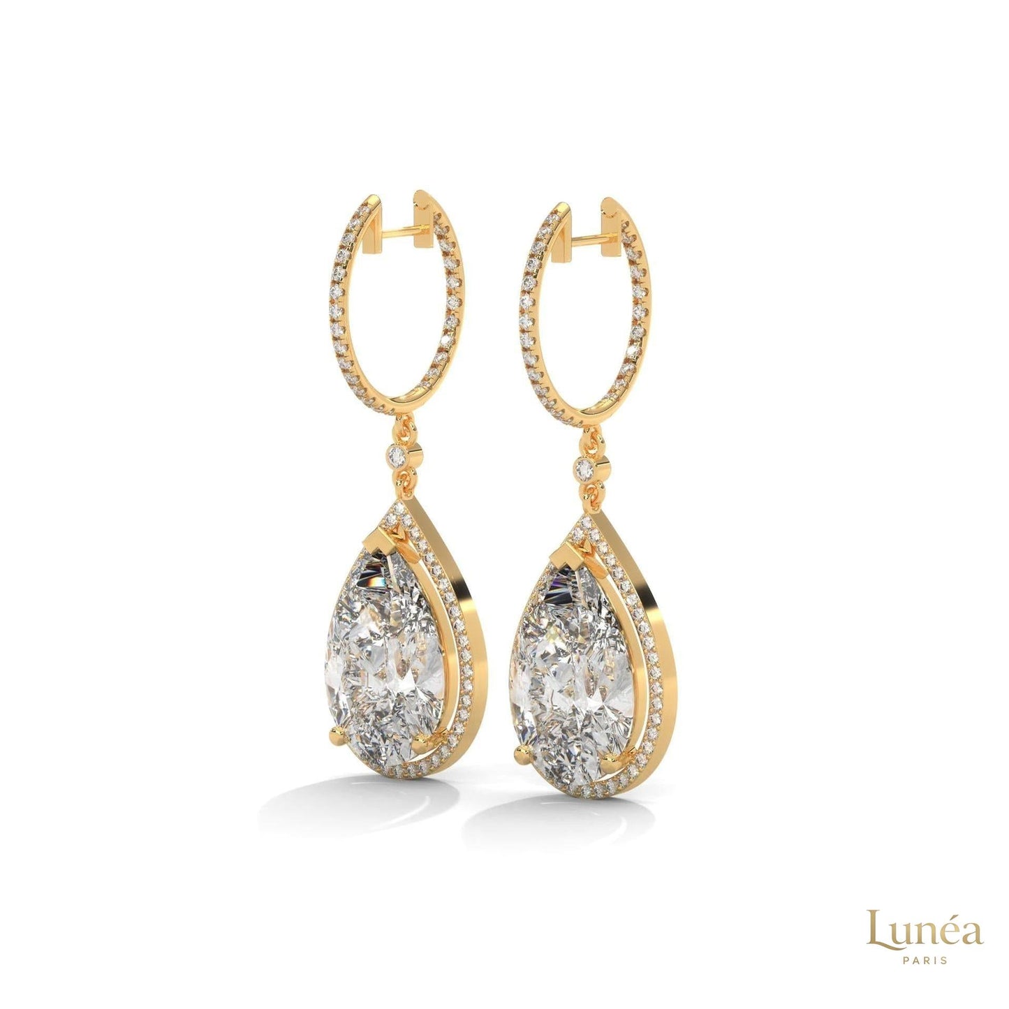 10.0 CT. Pear Halo Diamond Drop Earrings