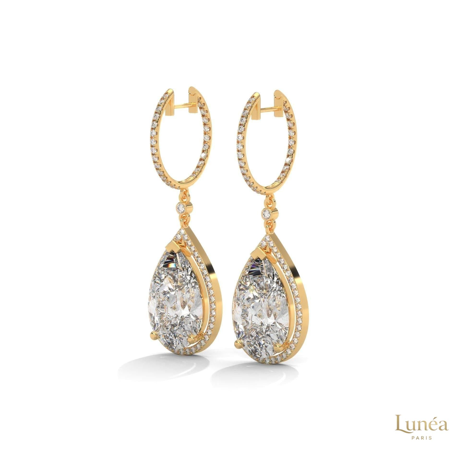 10.0 CT. Pear Halo Diamond Drop Earrings