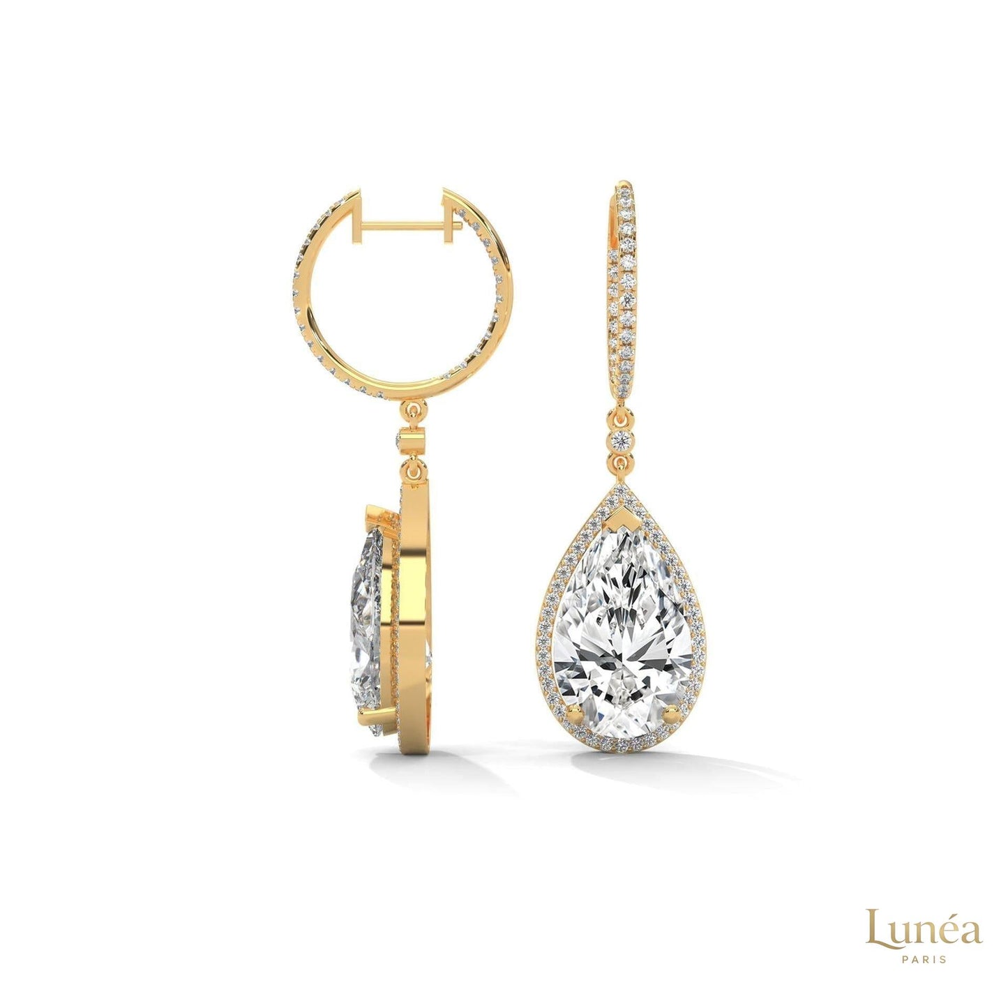 10.0 CT. Pear Halo Diamond Drop Earrings