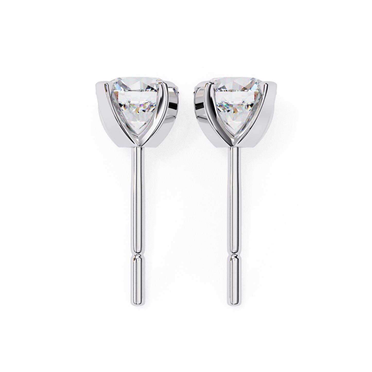 2.57 CTW Round Lab-Grown Diamond Sculpted Four-Prong Stud Earrings in 14K Gold