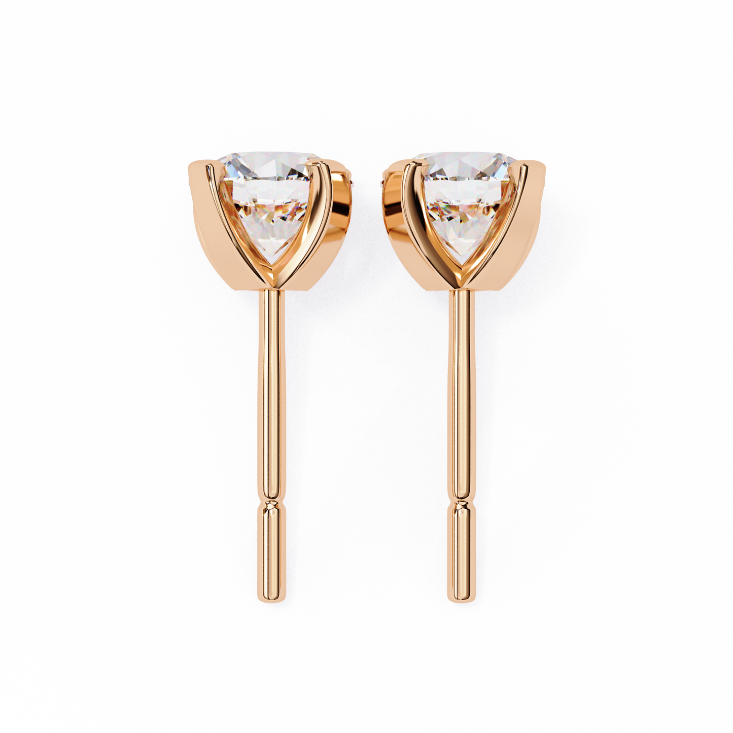 2.57 CTW Round Lab-Grown Diamond Sculpted Four-Prong Stud Earrings in 14K Gold