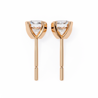 2.57 CTW Round Lab-Grown Diamond Sculpted Four-Prong Stud Earrings in 14K Gold