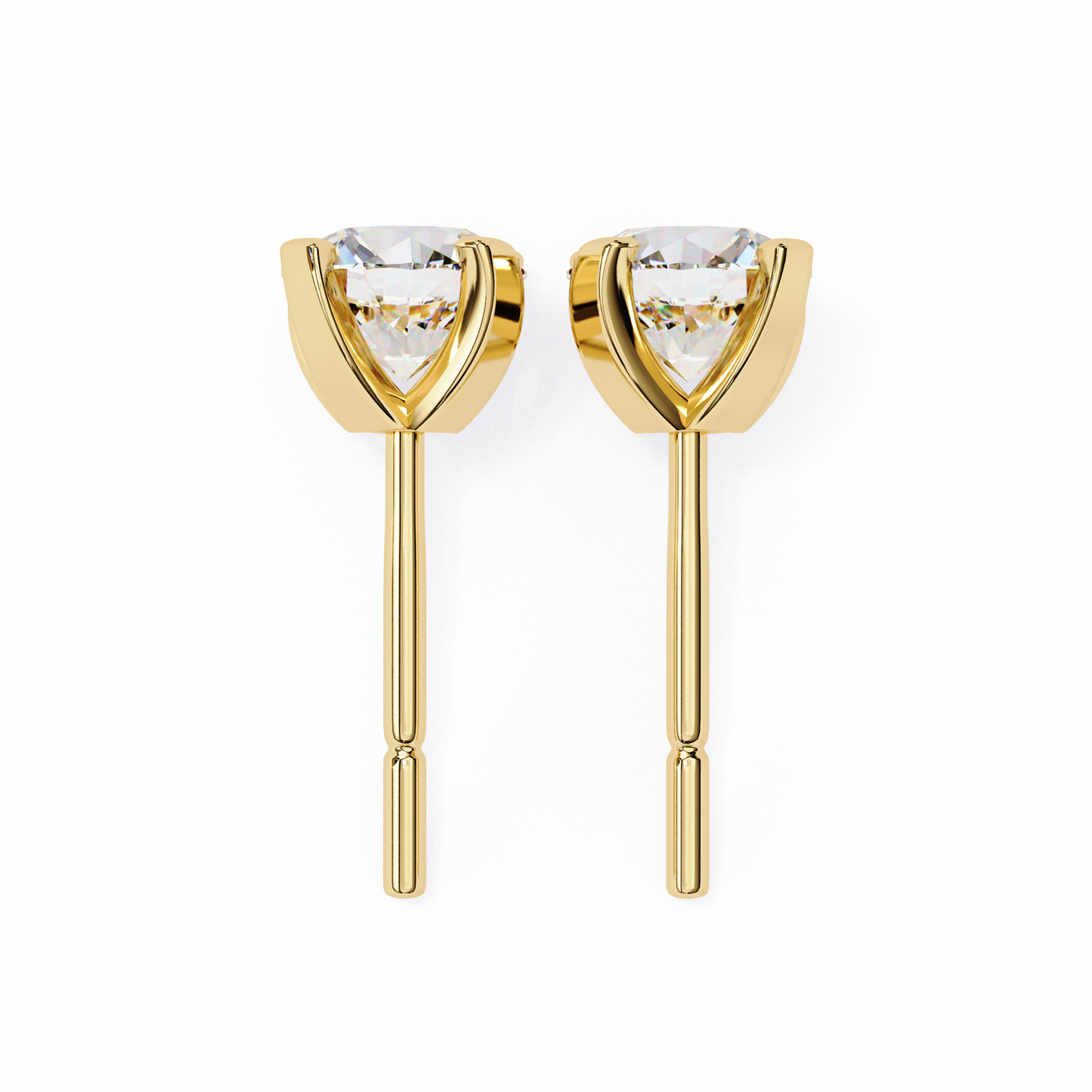 2.57 CTW Round Lab-Grown Diamond Sculpted Four-Prong Stud Earrings in 14K Gold