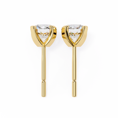 2.57 CTW Round Lab-Grown Diamond Sculpted Four-Prong Stud Earrings in 14K Gold