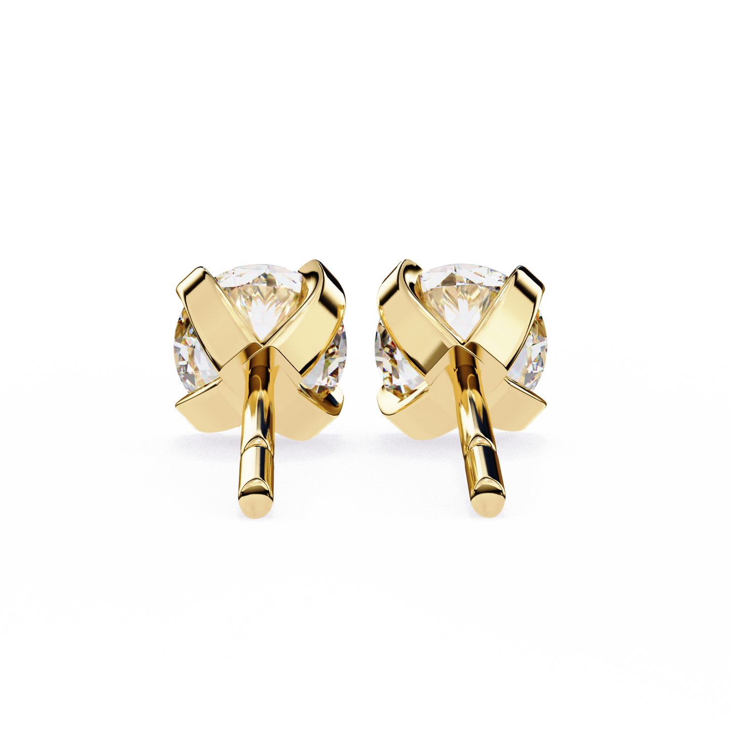2.57 CTW Round Lab-Grown Diamond Sculpted Four-Prong Stud Earrings in 14K Gold