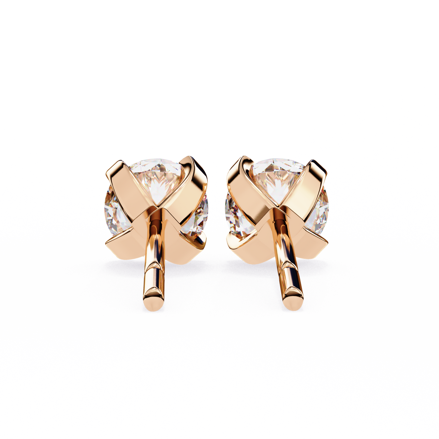 2.57 CTW Round Lab-Grown Diamond Sculpted Four-Prong Stud Earrings in 14K Gold