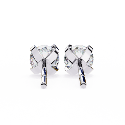2.57 CTW Round Lab-Grown Diamond Sculpted Four-Prong Stud Earrings in 14K Gold