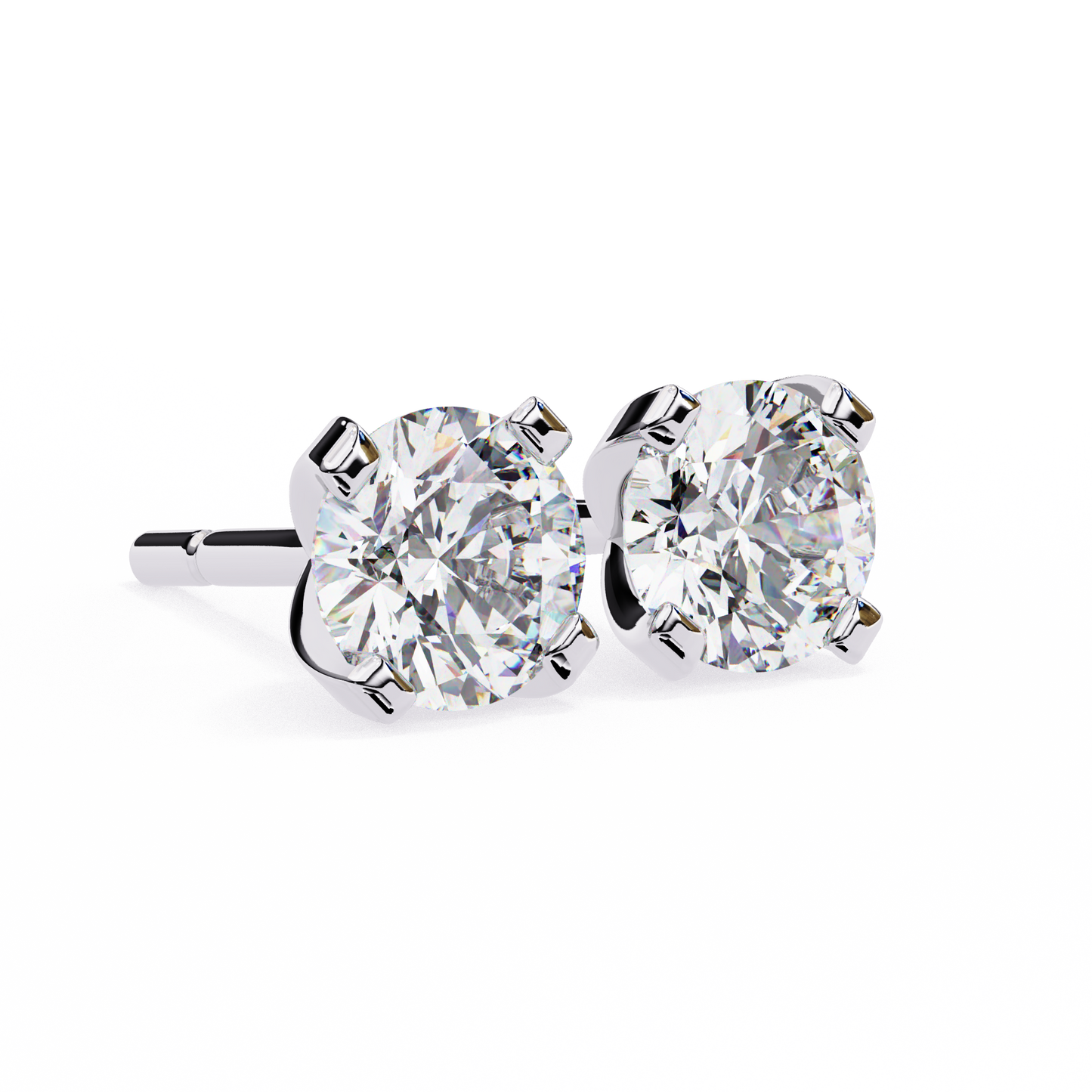 2.57 CTW Round Lab-Grown Diamond Sculpted Four-Prong Stud Earrings in 14K Gold