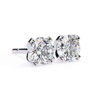 2.57 CTW Round Lab-Grown Diamond Sculpted Four-Prong Stud Earrings in 14K Gold