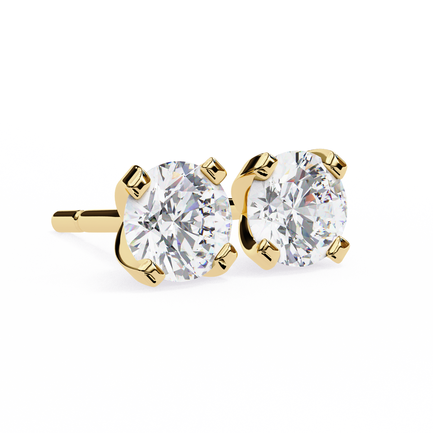 2.57 CTW Round Lab-Grown Diamond Sculpted Four-Prong Stud Earrings in 14K Gold