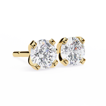 2.57 CTW Round Lab-Grown Diamond Sculpted Four-Prong Stud Earrings in 14K Gold