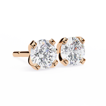 2.57 CTW Round Lab-Grown Diamond Sculpted Four-Prong Stud Earrings in 14K Gold